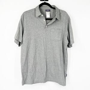 Patagonia Gray Short Sleeve Polo Shirt Organic Cotton